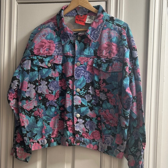 BE BRAVE JEANS Jackets & Blazers - Colorful Floral Vintage Jean Jacket